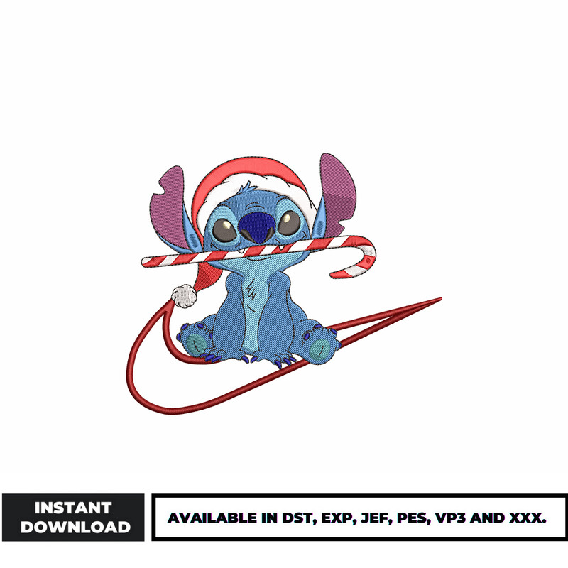 Stitch santa Logo Nike embroidery design