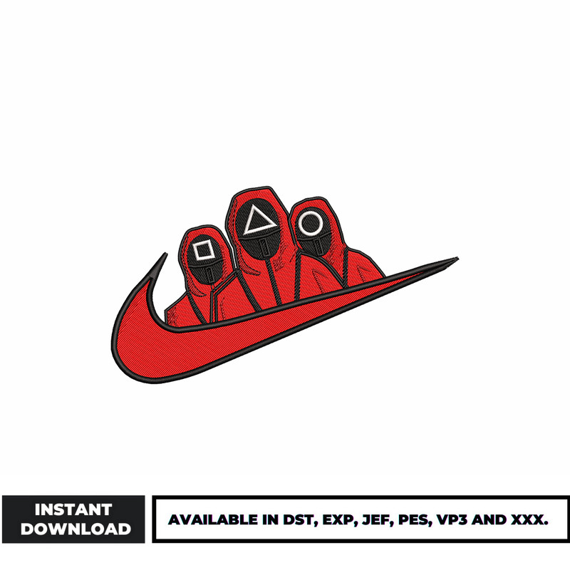 Logo nike squid game embroidery design
