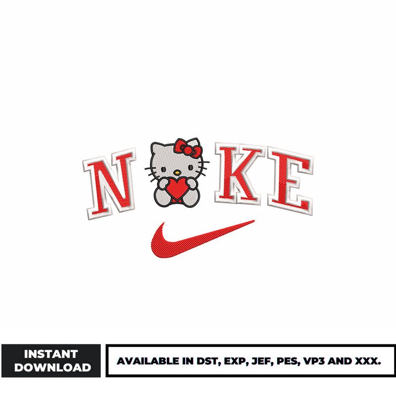 Nike Hello Kitty heart embroidery design