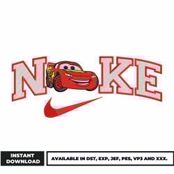 logo nike mcqueen embroidery design, disney embroidery, logo nike embroidery, embroidery file, digital download.