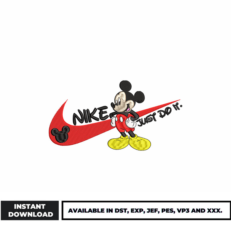 Nike just do it mickey embroidery design