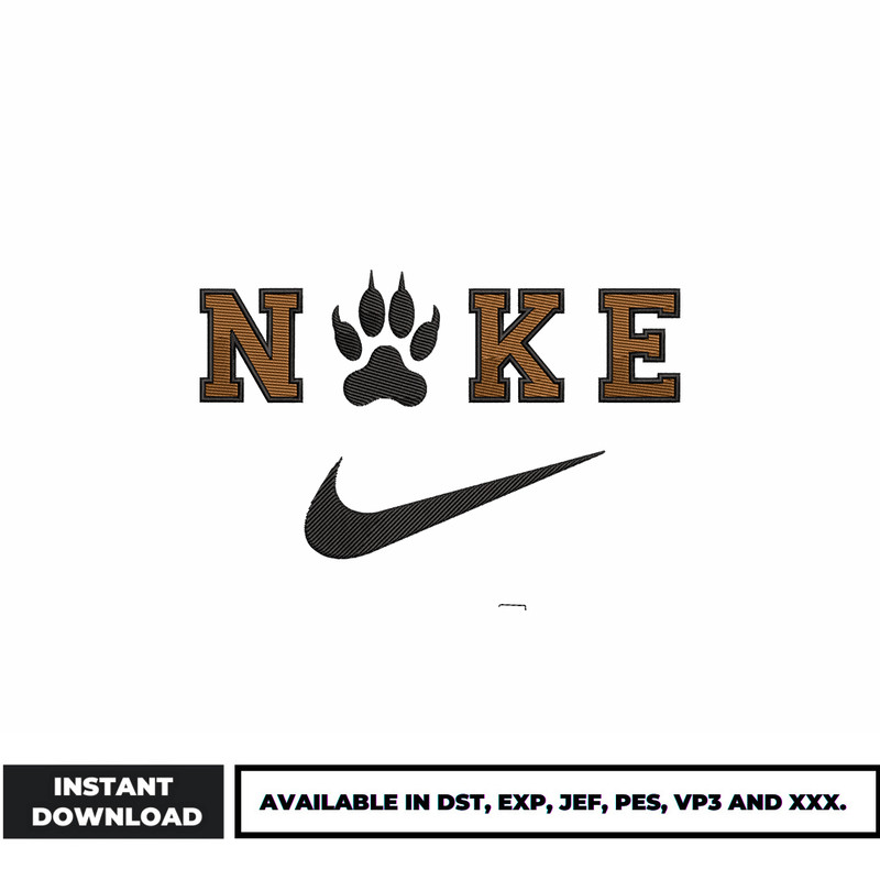 Logo nike footprint dog embroidery design