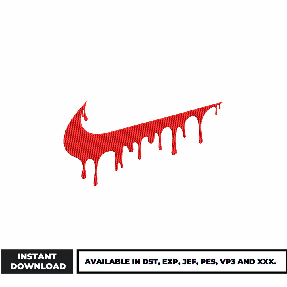Nike Logo Dripping red embroidery design