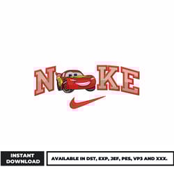 logo nike mcqueen embroidery design, disney car embroidery, logo nike embroidery, embroidery file, digital download.