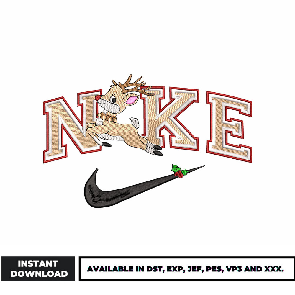 Nike reindeer embroidery design