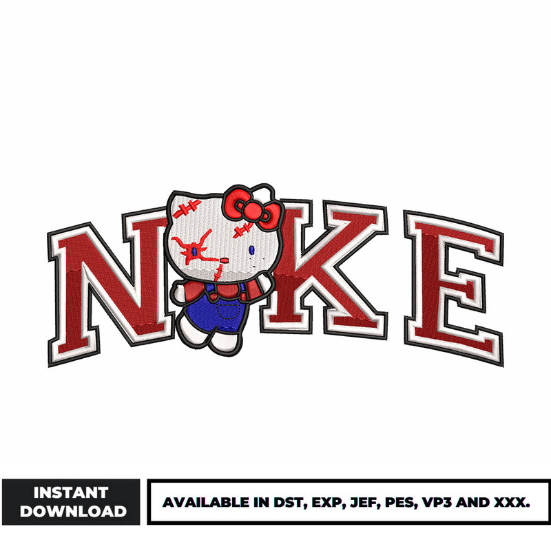 Nike Horror kitty embroidery design