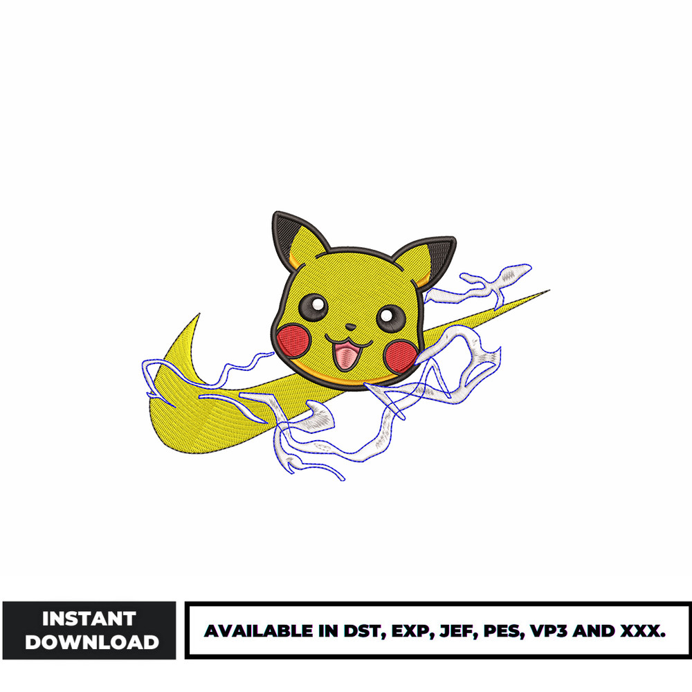 Pikachu head nike mbroidery design