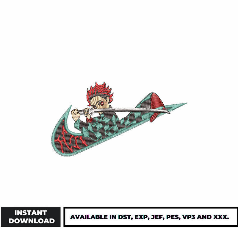 Tanjiro Kamado nike embroidery design