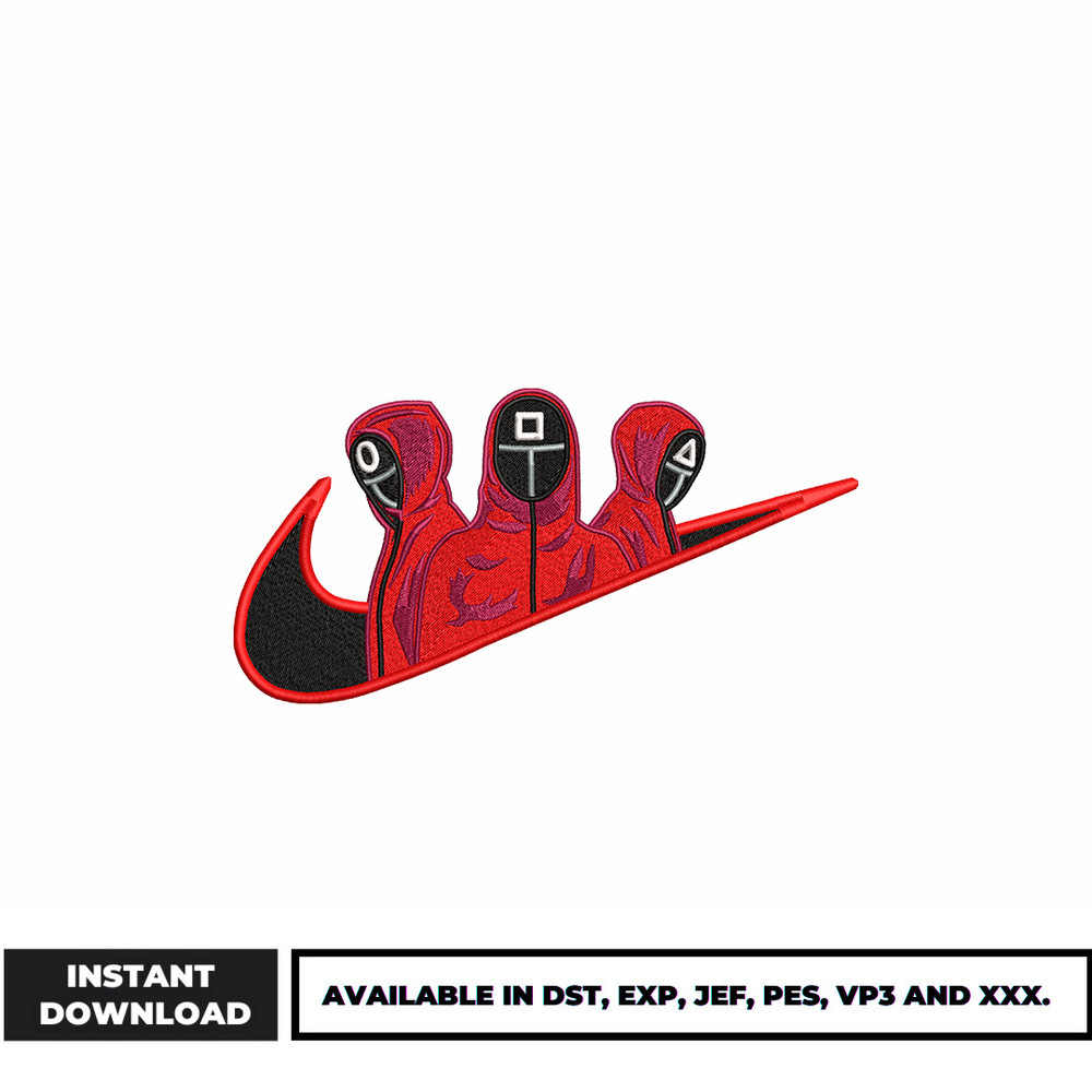 Logo nike squid game embroidery design