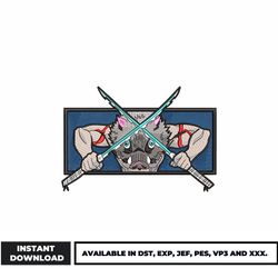 inosuke hashibira embroidery design, demon slayer embroidery, anime embroidery, embroidery file, digital download.