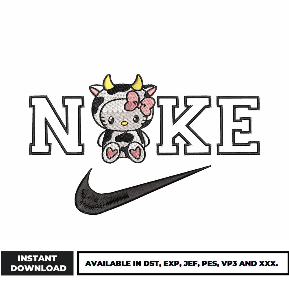 Nike Cow Kitty embroidery design