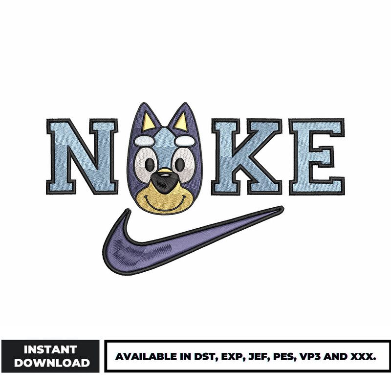 Nike bluey head embroidery design