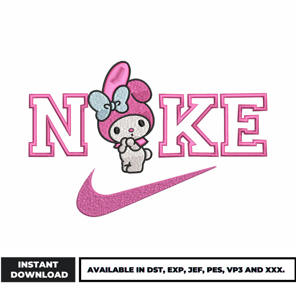 Swoosh my melody embroidery design