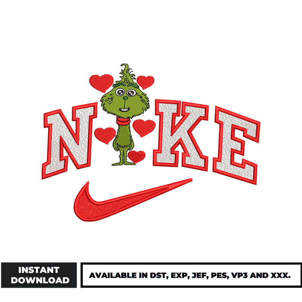 Nike x Grinch love embroidery design