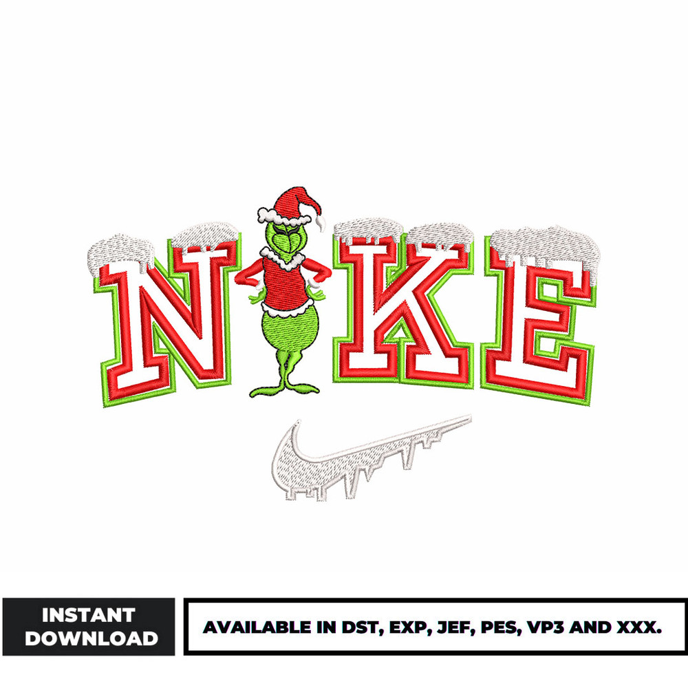 Swoosh Grinch embroidery design