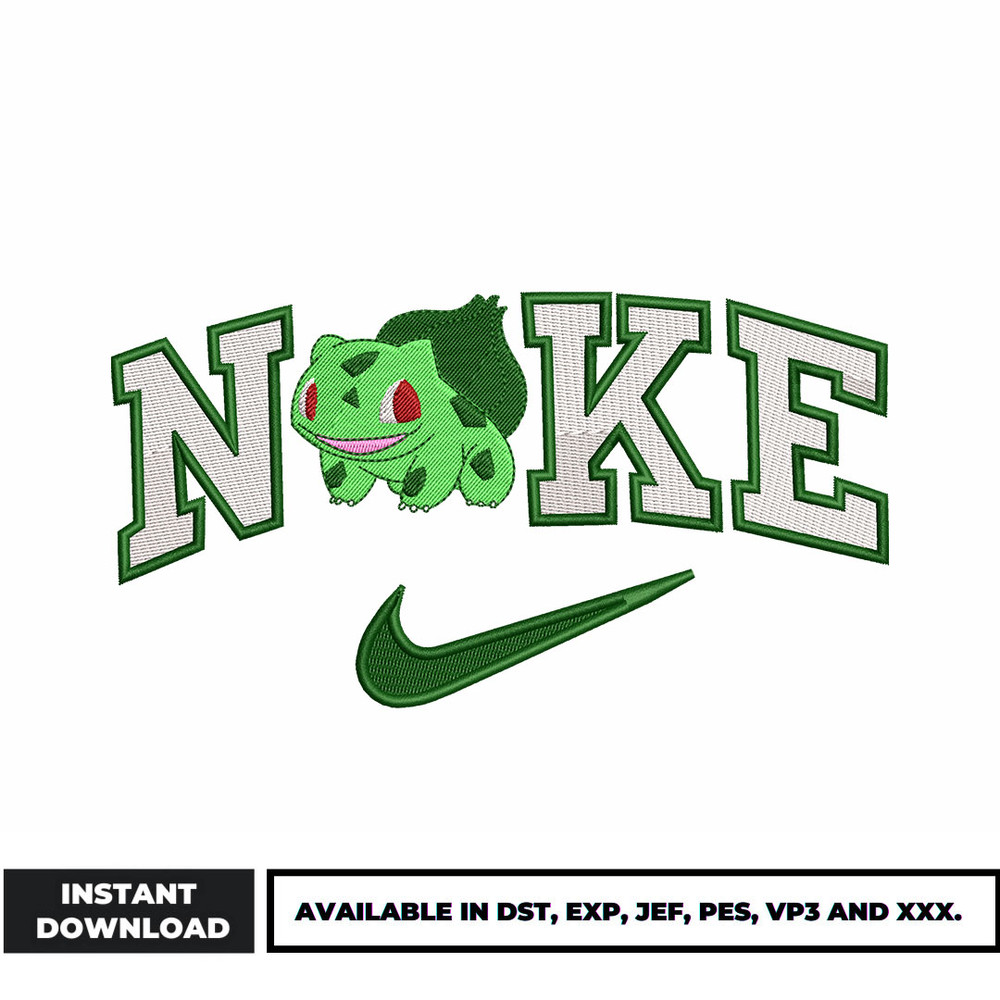Nike Bulbasaur embroidery design
