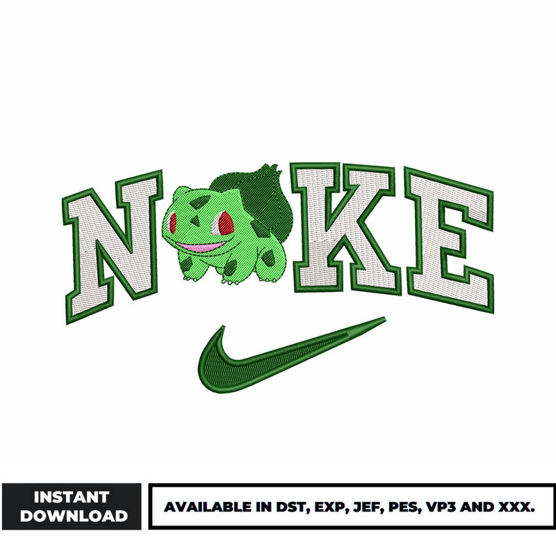Nike Bulbasaur embroidery design