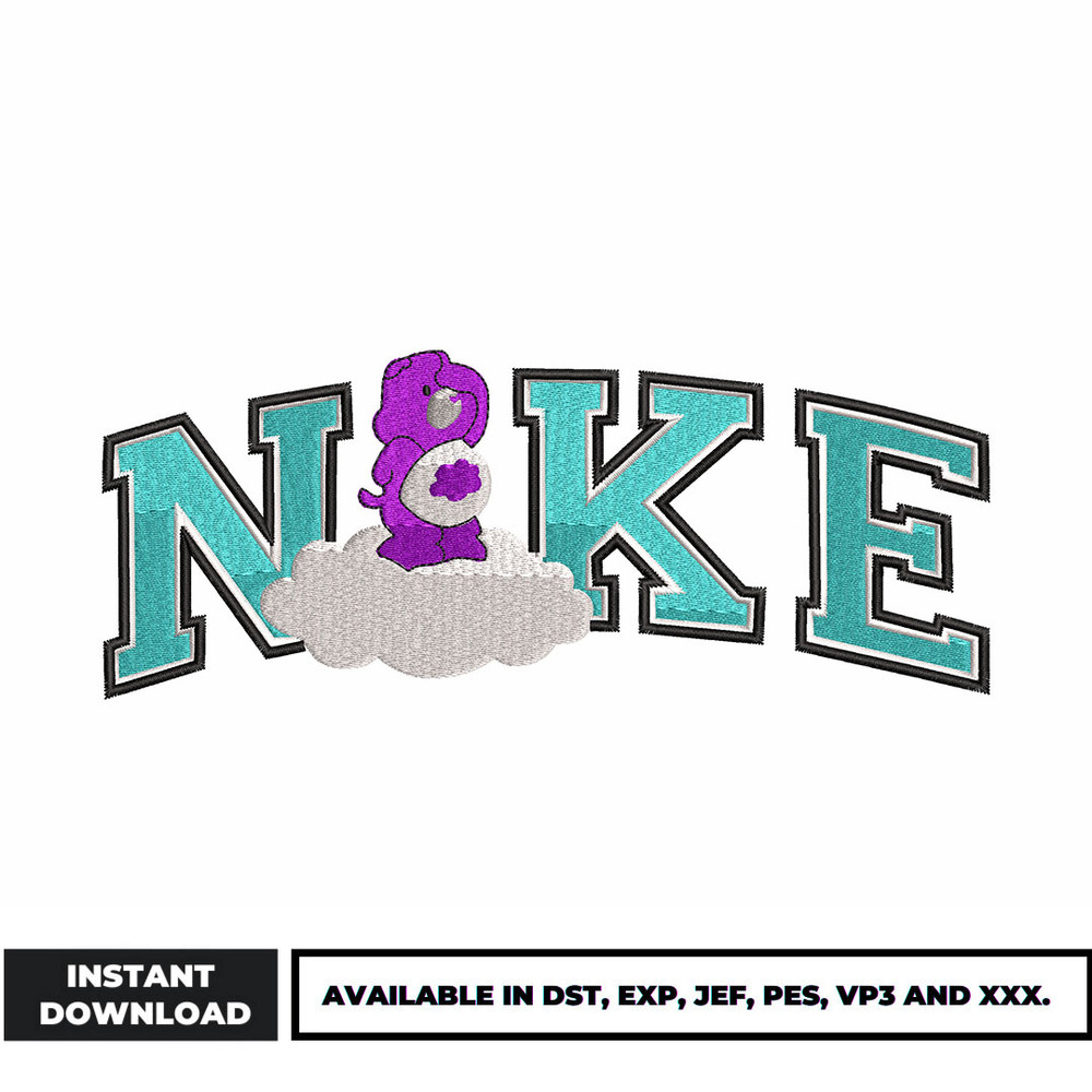 Nike purple bear embroidery design