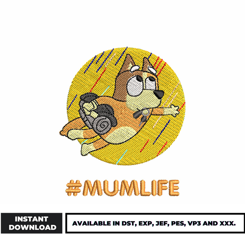 Bingo mumlife embroidery design