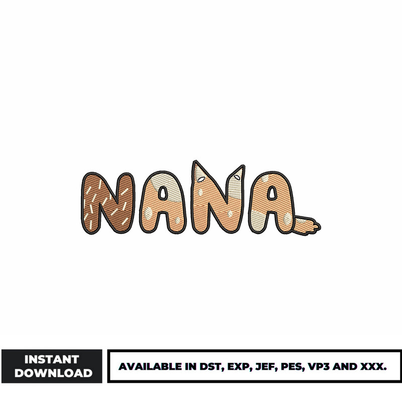 Bingo nana embroidery design