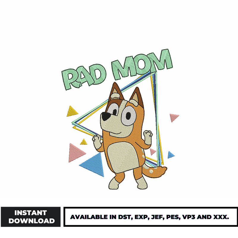 Bingo rad mom embroidery design