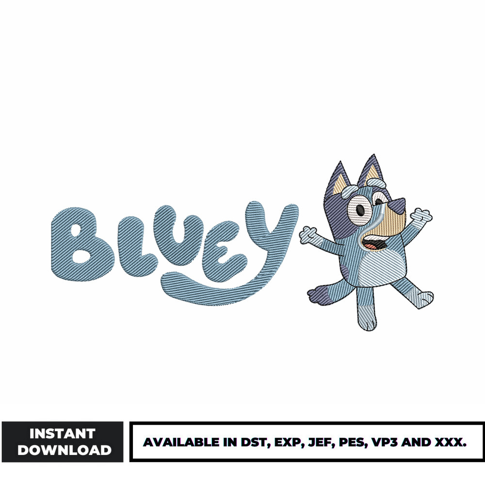 bluey dog cartoon embroidery design