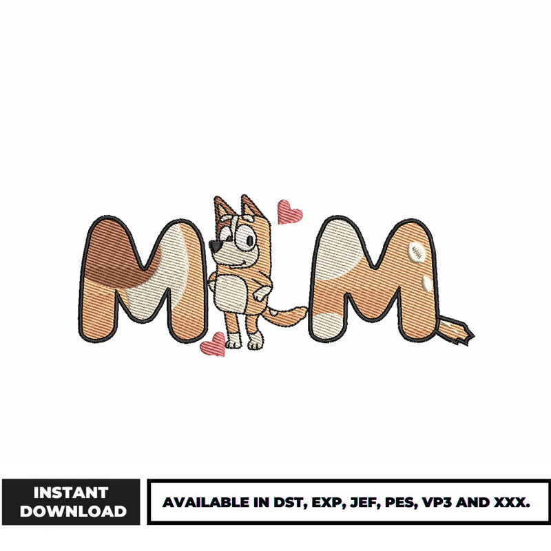 Chilli heeler dog mum embroidery design