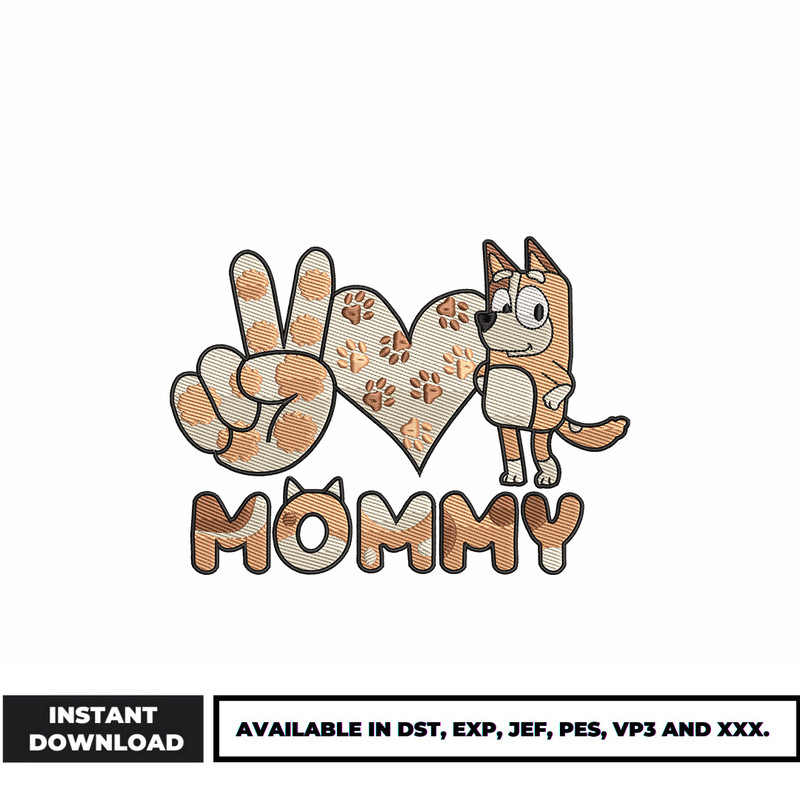 Bingo mommy embroidery design