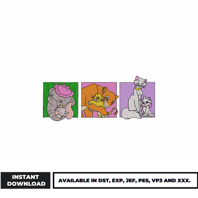 Disney animal mama embroidery design