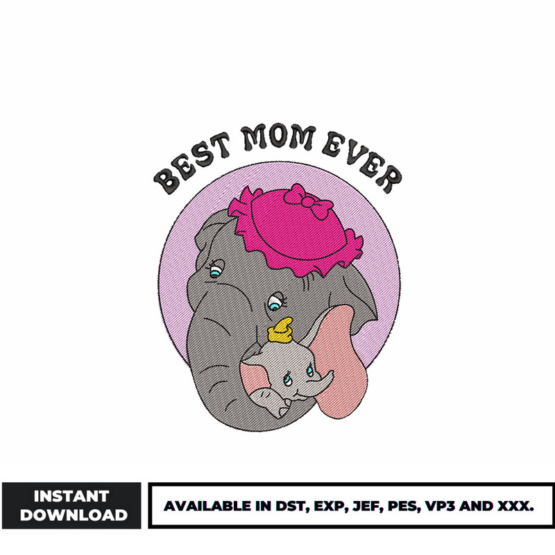 Mrs. Jumbo best mom ever embroidery design