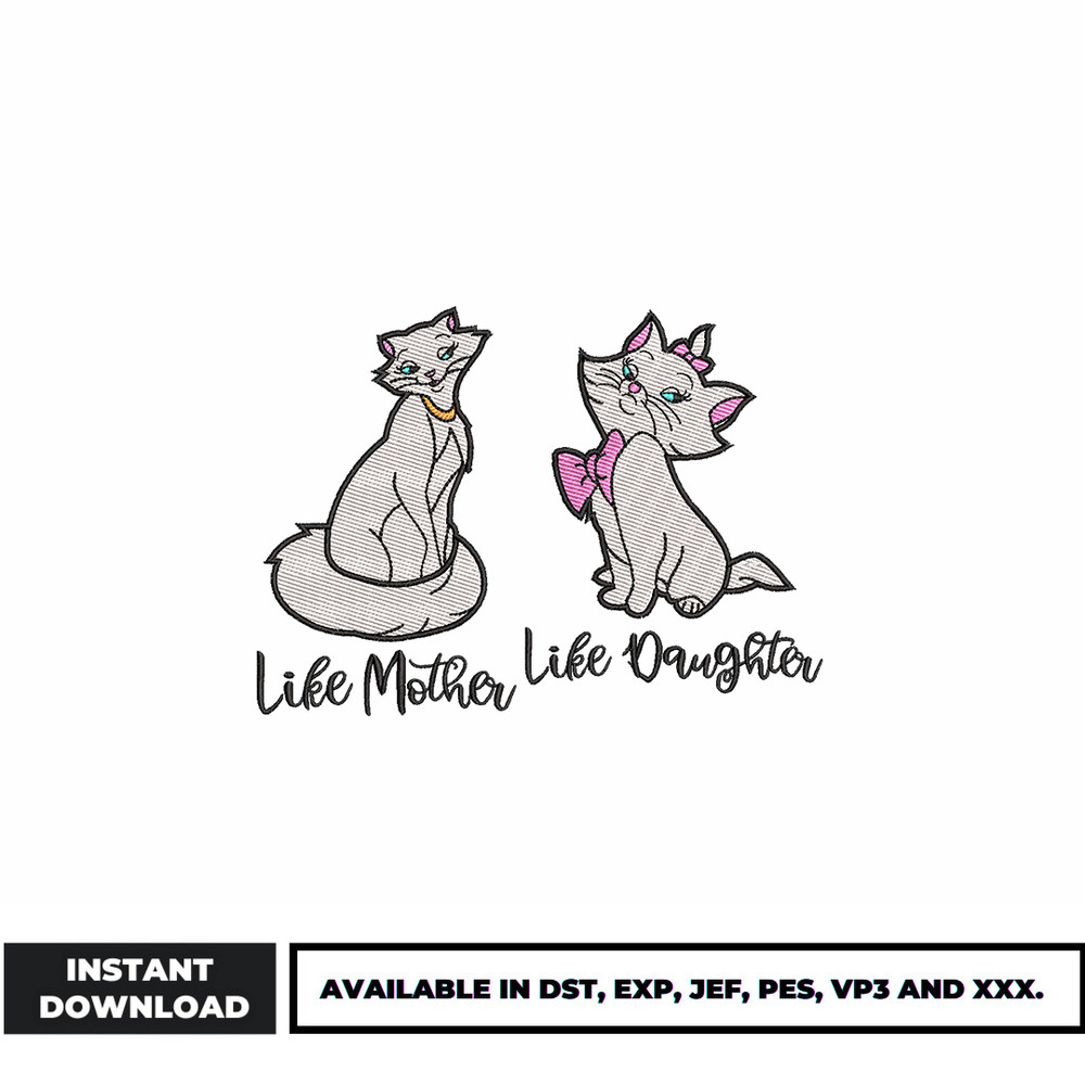 Like mother like daughter embroidery design