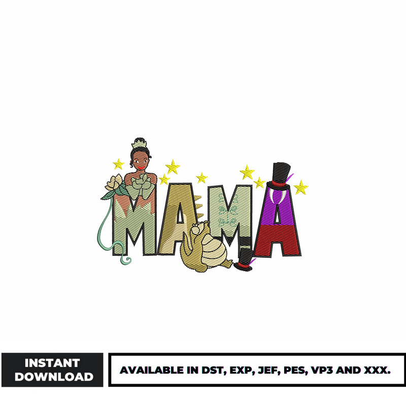 Disney tiana princess mama embroidery design