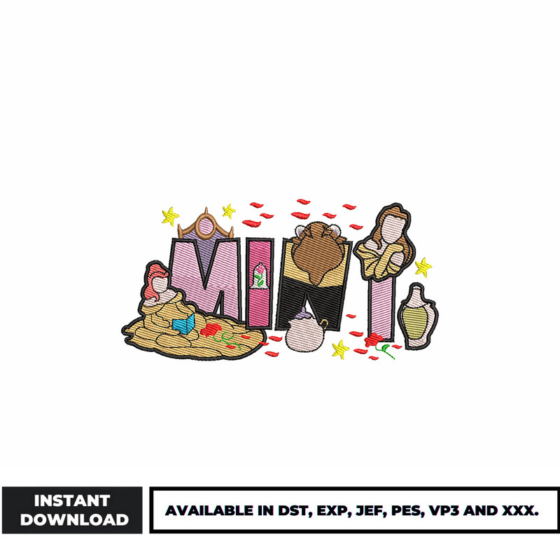 Disney Belle princess mama embroidery design