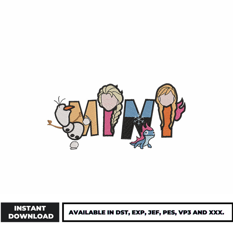 Elsa princess mini embroidery design