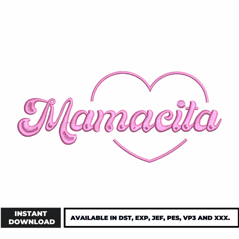 Heart mamacita embroidery design