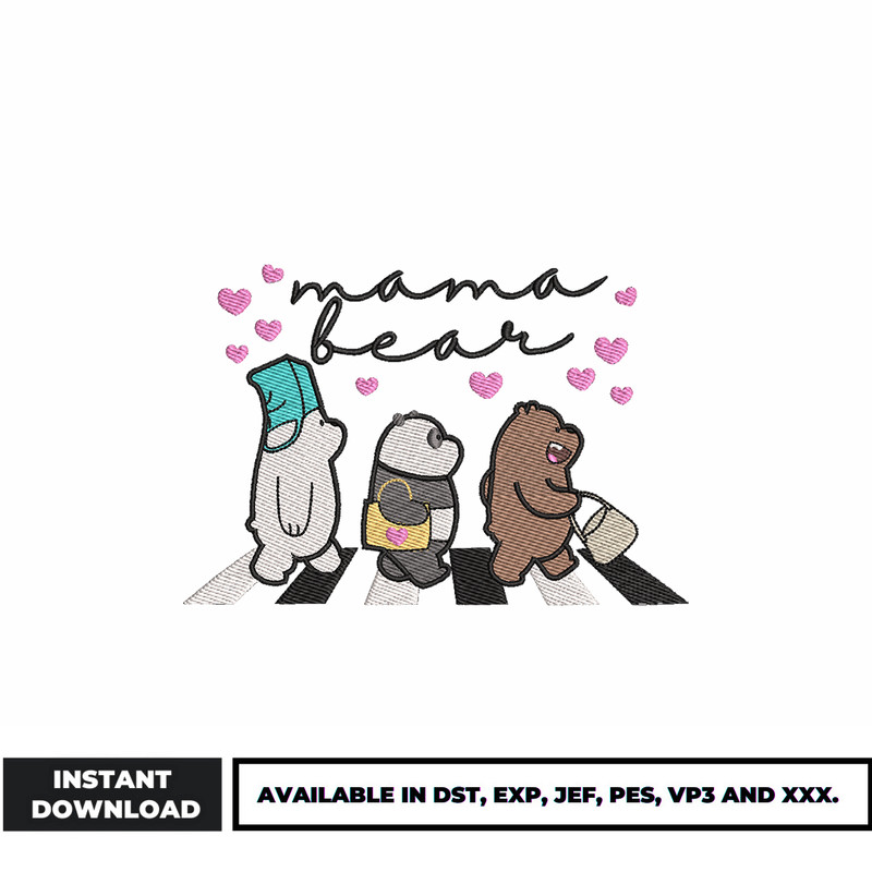 Mama bear embroidery design