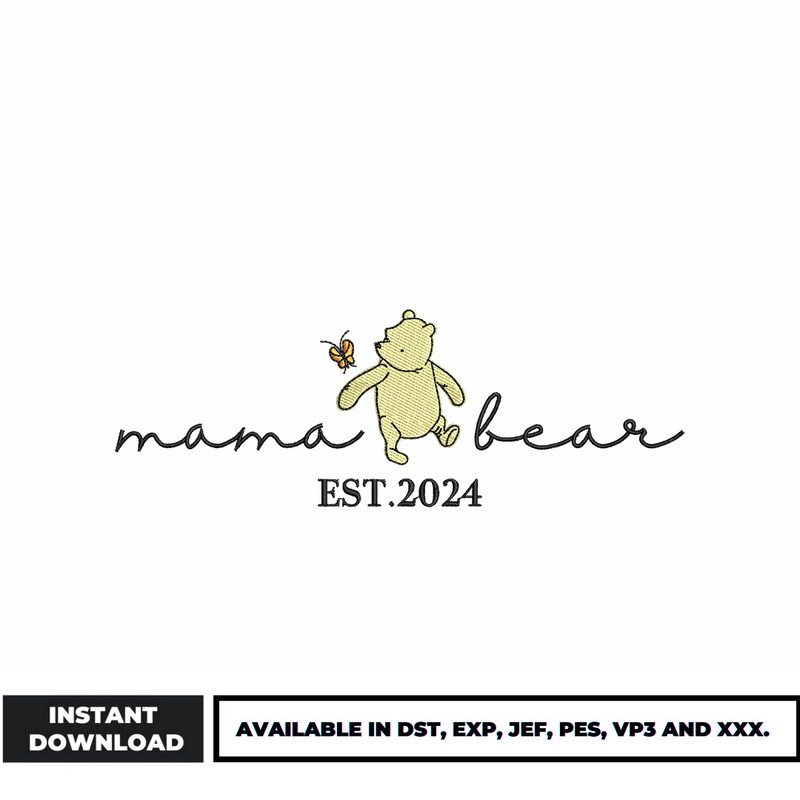 Mama bear est 2024 embroidery design