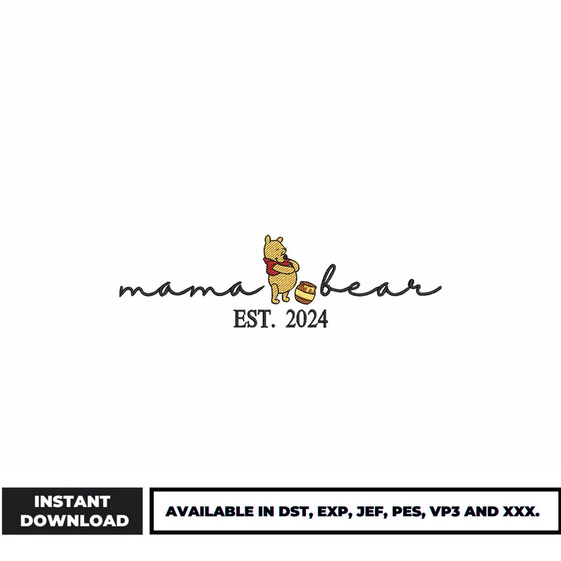 Mama bear est 2024 embroidery design