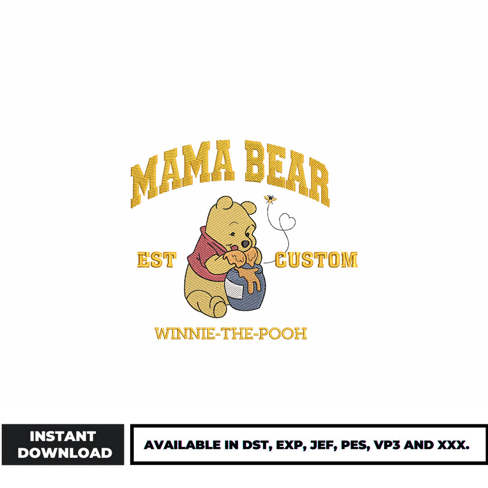 Mama bear est embroidery design