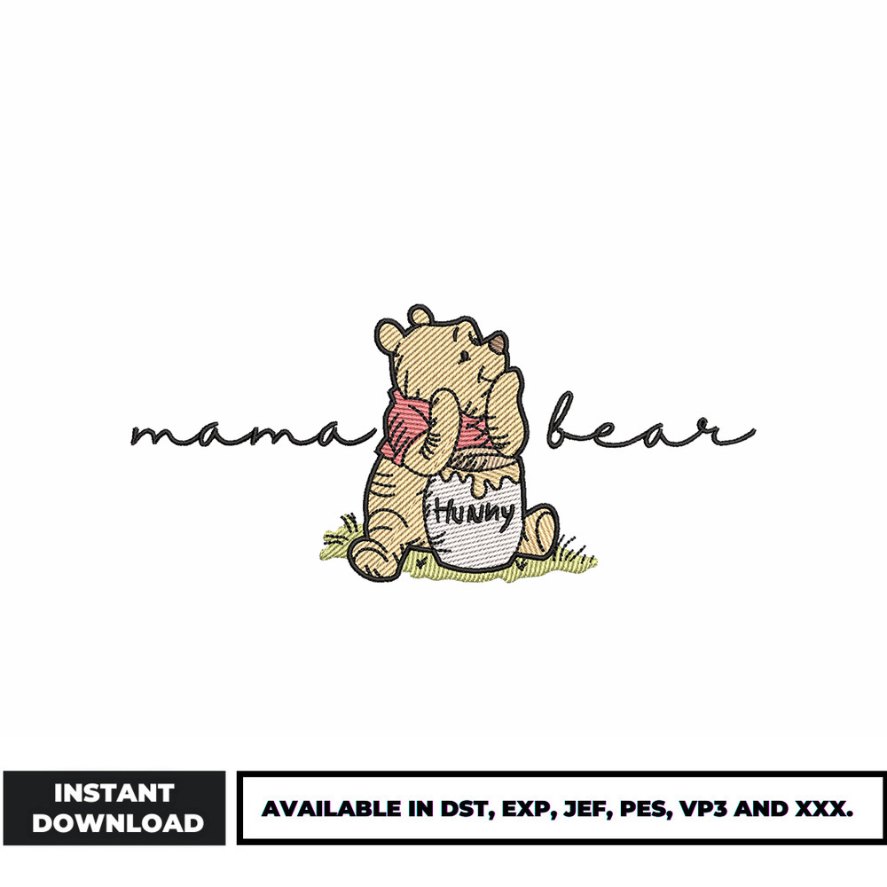 Mama bear Disney embroidery design