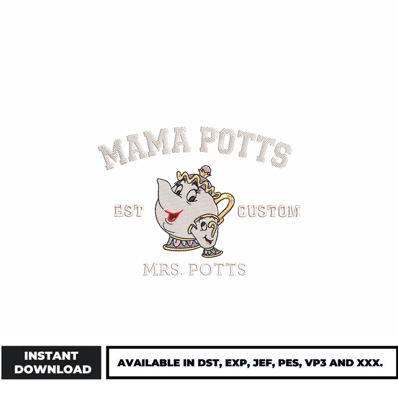 Mama potts embroidery design