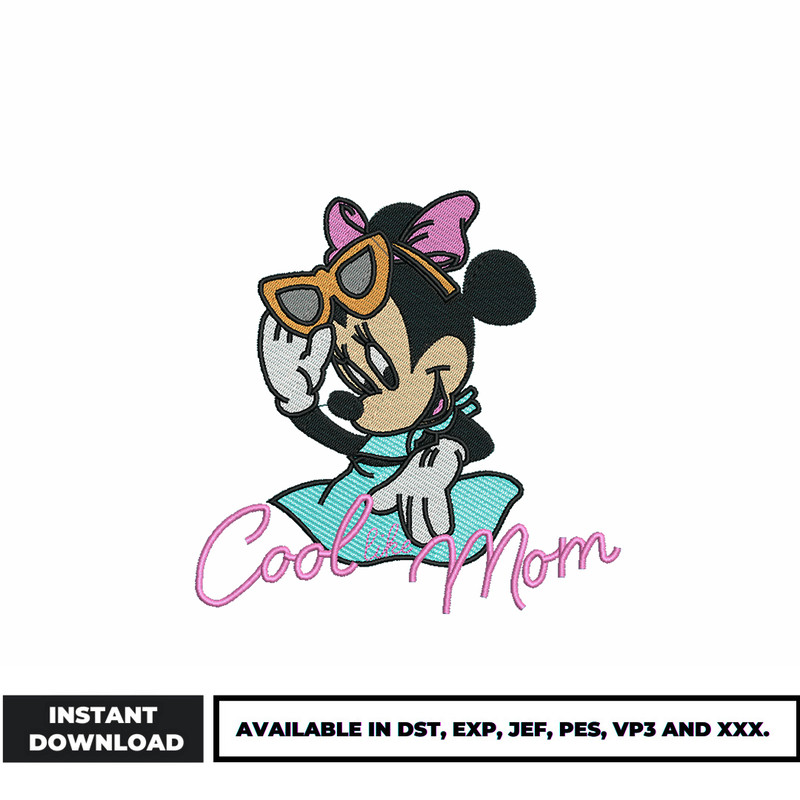 Minnie mouse cool mom embroidery design