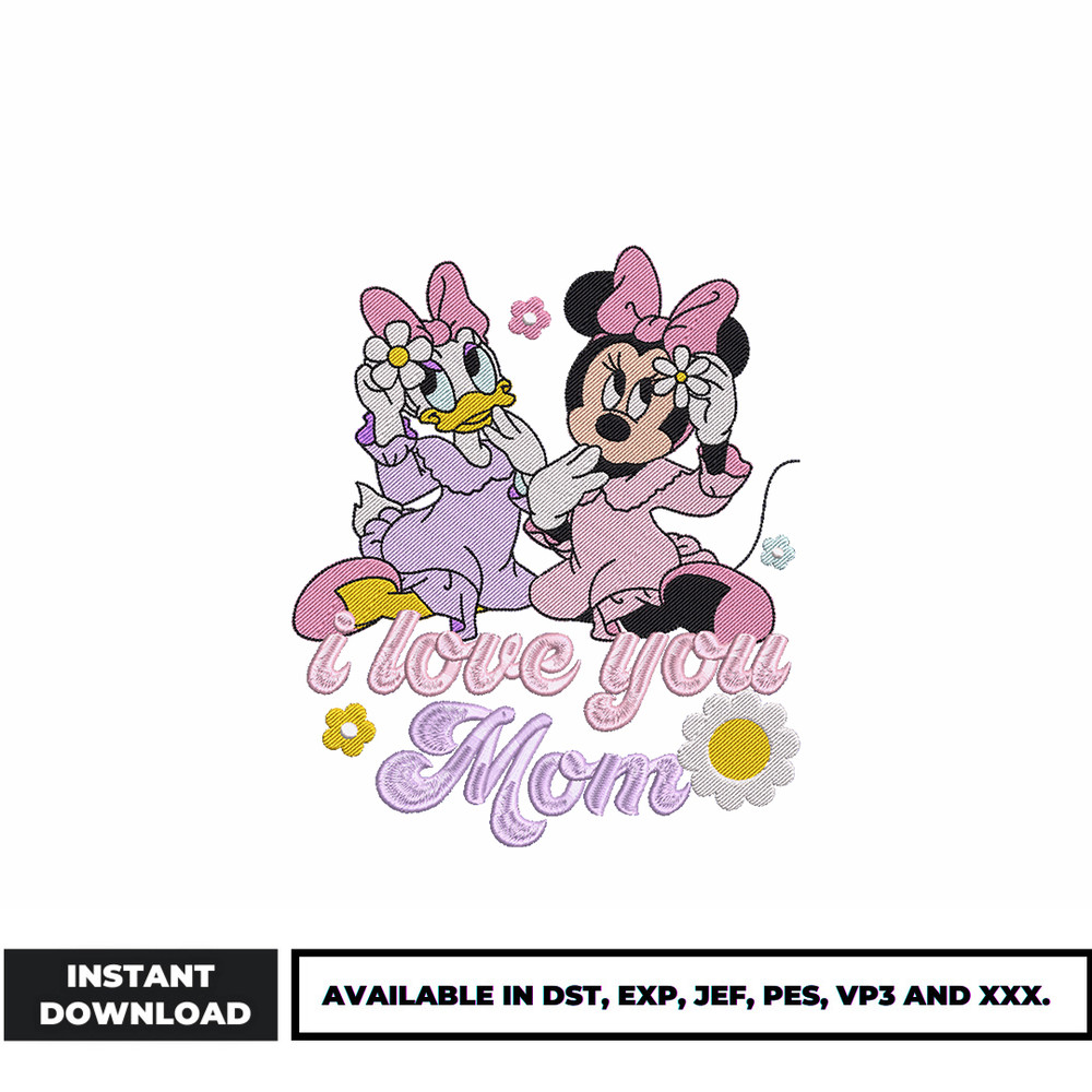 Minnie daisy love mom embroidery design