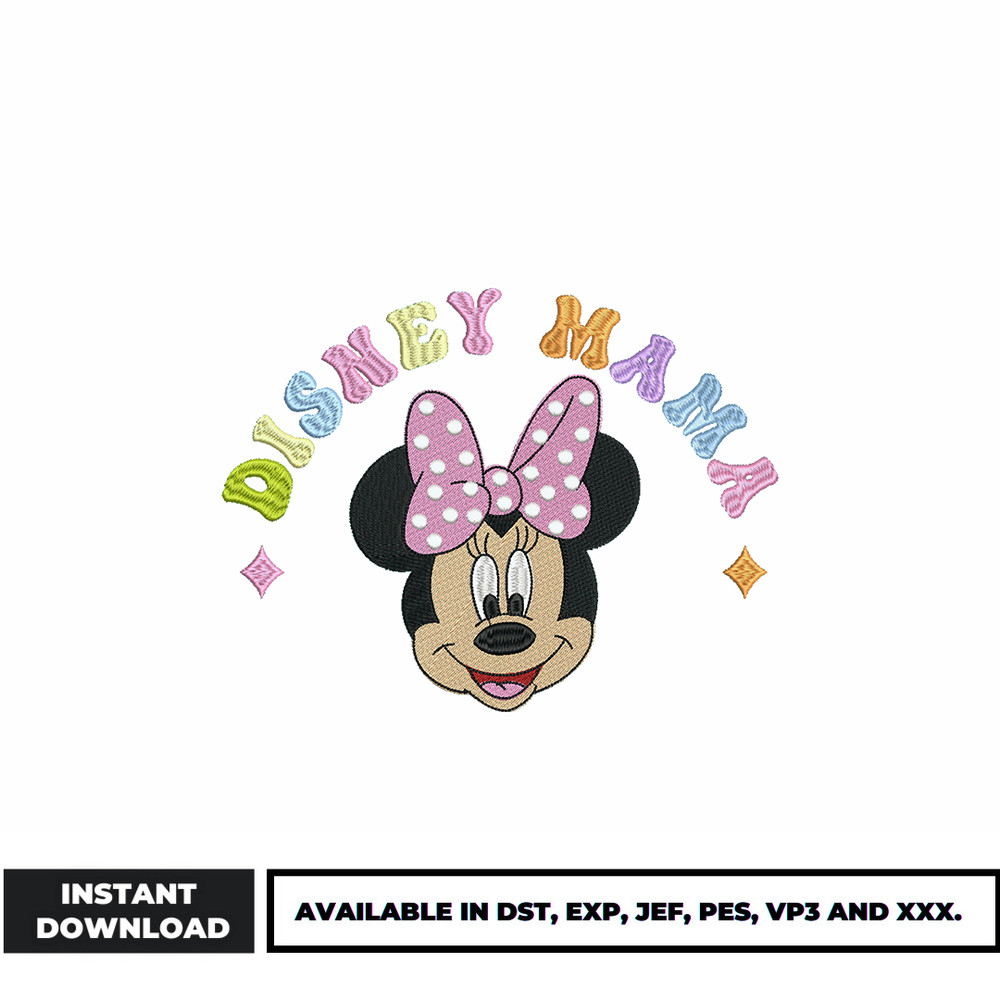 Minnie disney mama embroidery design
