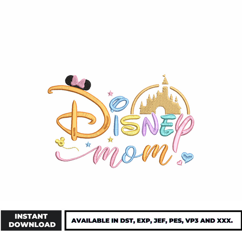 Minnie mouse disney mom embroidery design