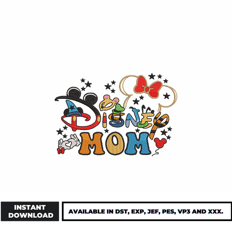 Minnie disney mom embroidery design