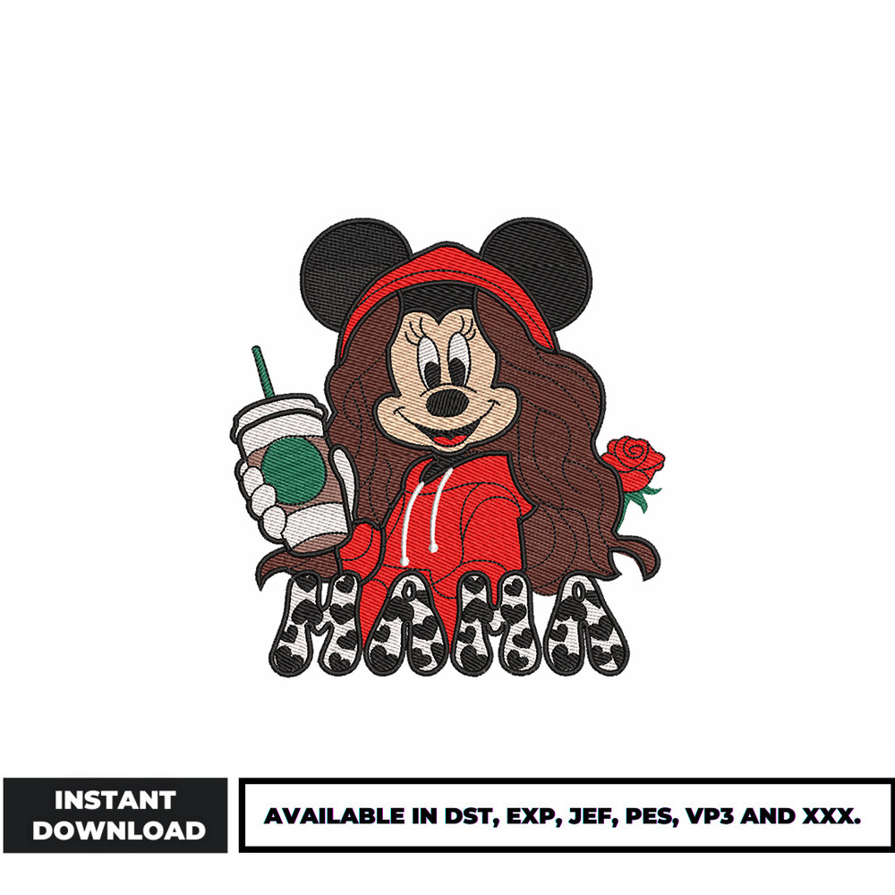 Minnie girl mama embroidery design