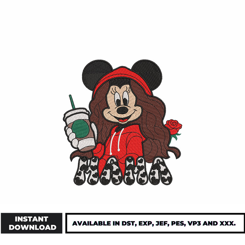 Minnie girl mama embroidery design