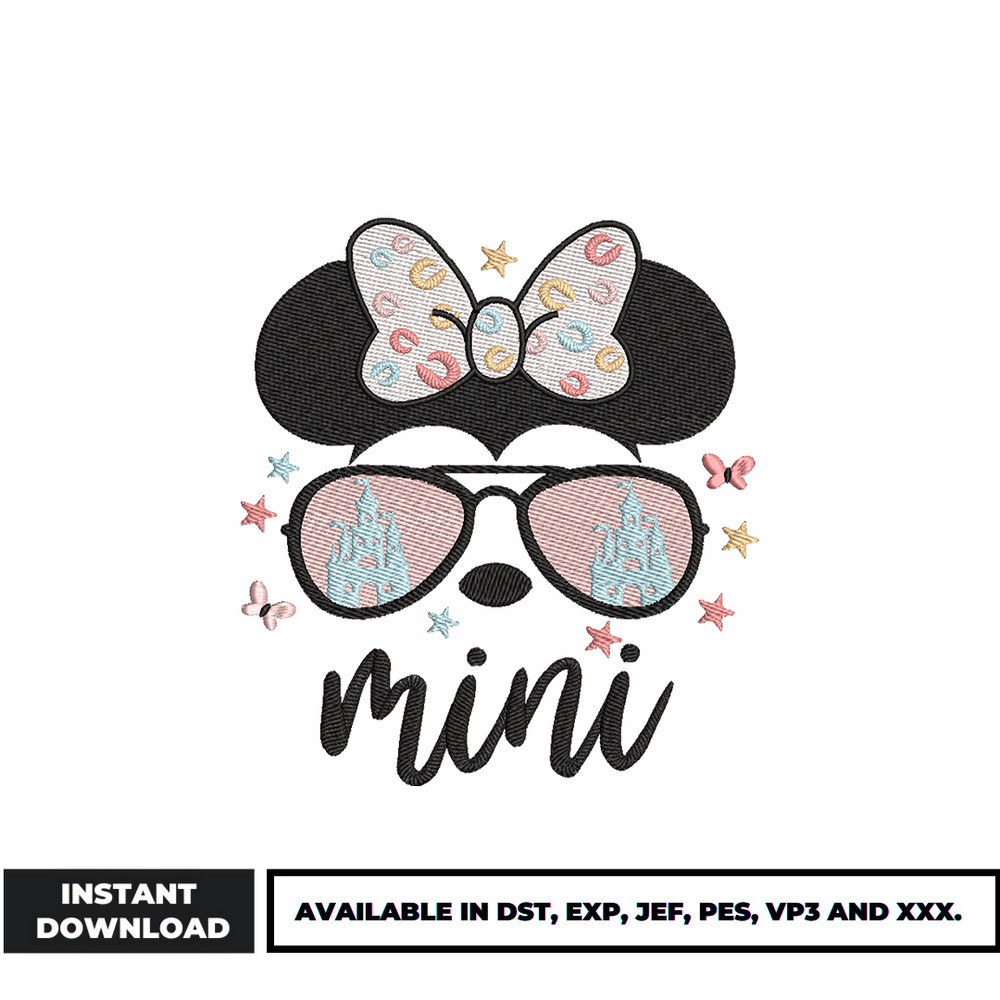 Minnie mouse head mini embroidery design