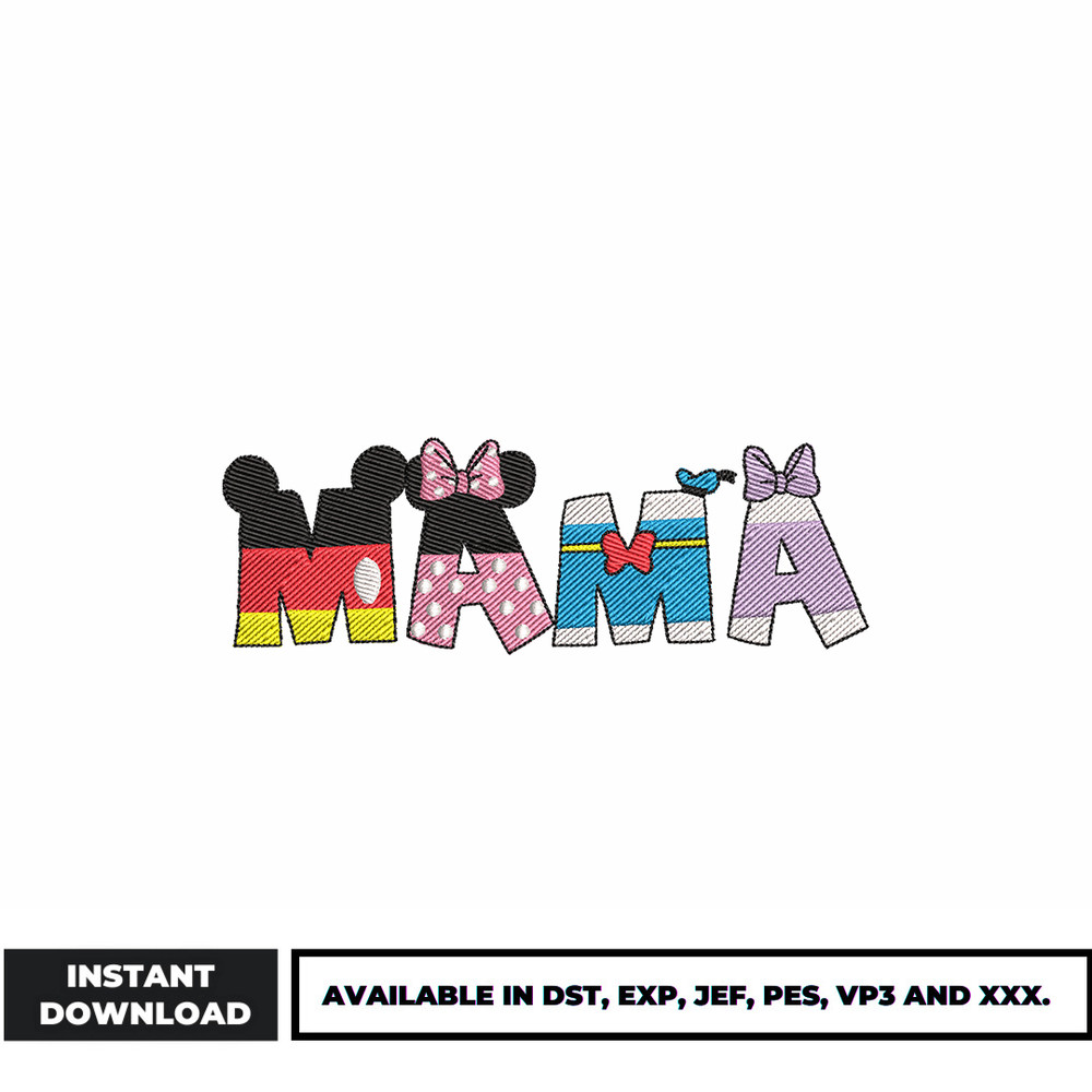 Minnie mama disney embroidery design